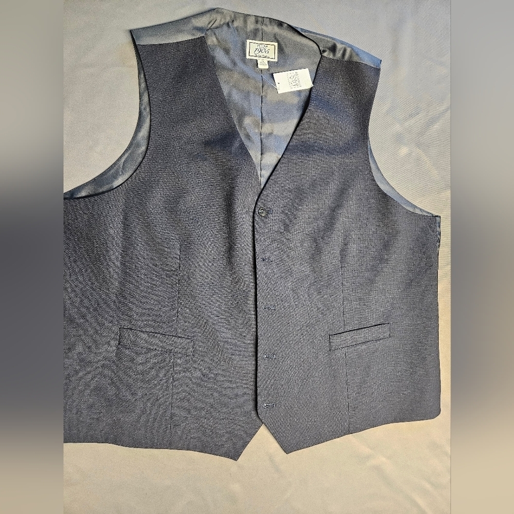 JoS A BANK 1905 MEN'S VEST 4XL TUXEDO DRESS BLUE 100% WOOL JACKET BLUE